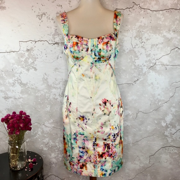 bebe Dresses & Skirts - bebe White Cotton Floral Print Sleeveless Dress 10
